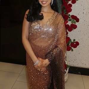 Seema Gujral Caramel Brown Saree